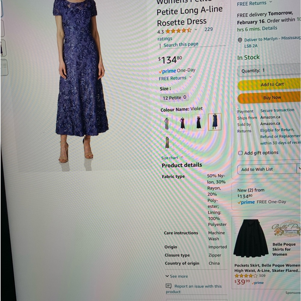 Women’s long A-line rosette dress